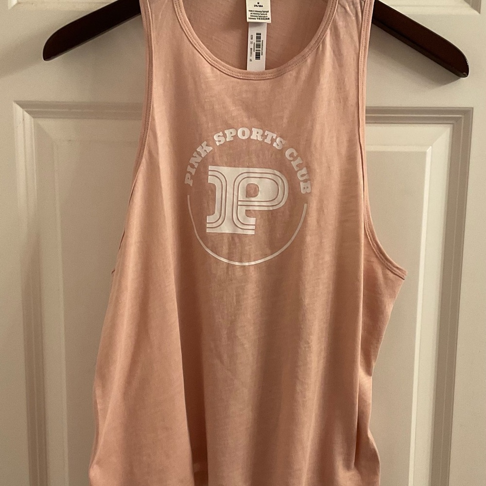 PINK Victoria’s Secret Cotton Cropped Racerback Tank Top - NWT - Medium - Picture 2 of 8